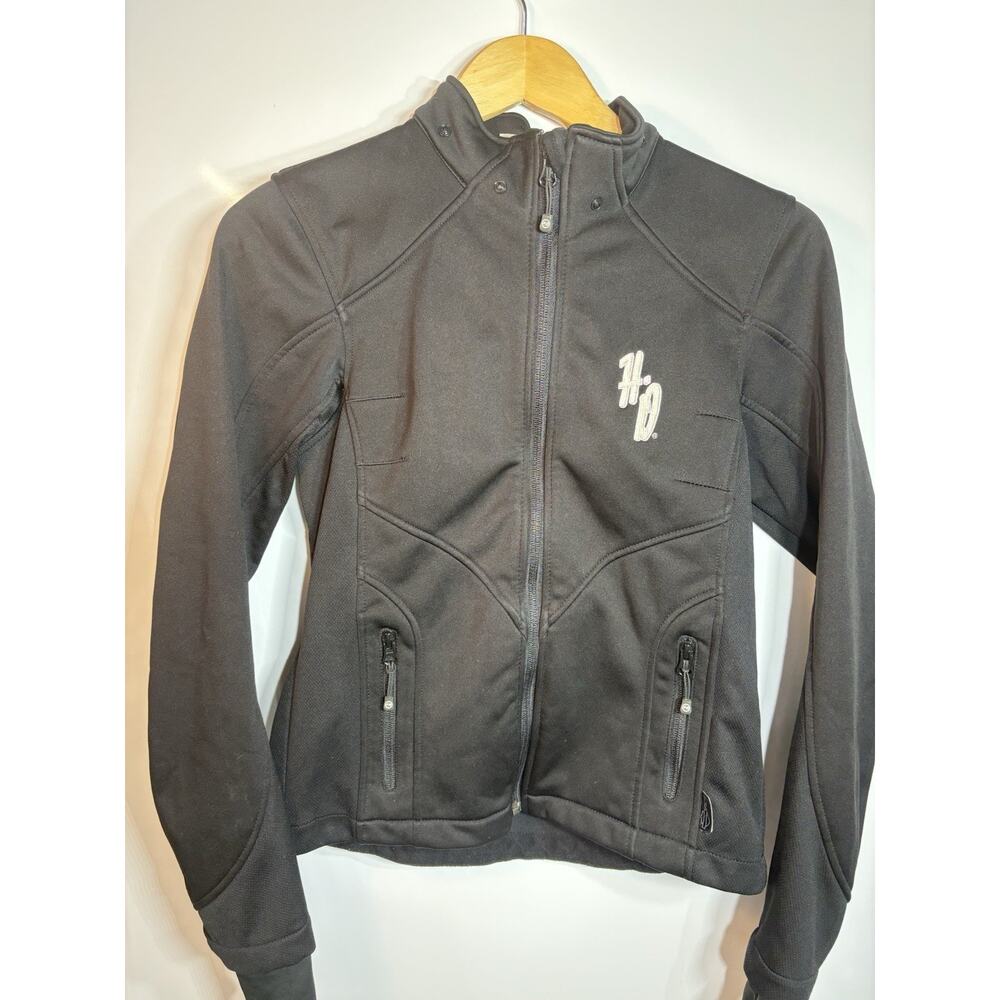 Harley Davidson Womens Hooded Black Fleece Jacket Size XS